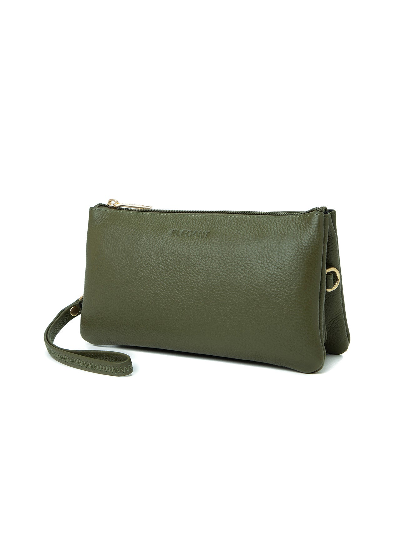 CANDICE LEDERBRIEFTASCHE MIT SCHULTERGURT - E1-0809-OLIVE
