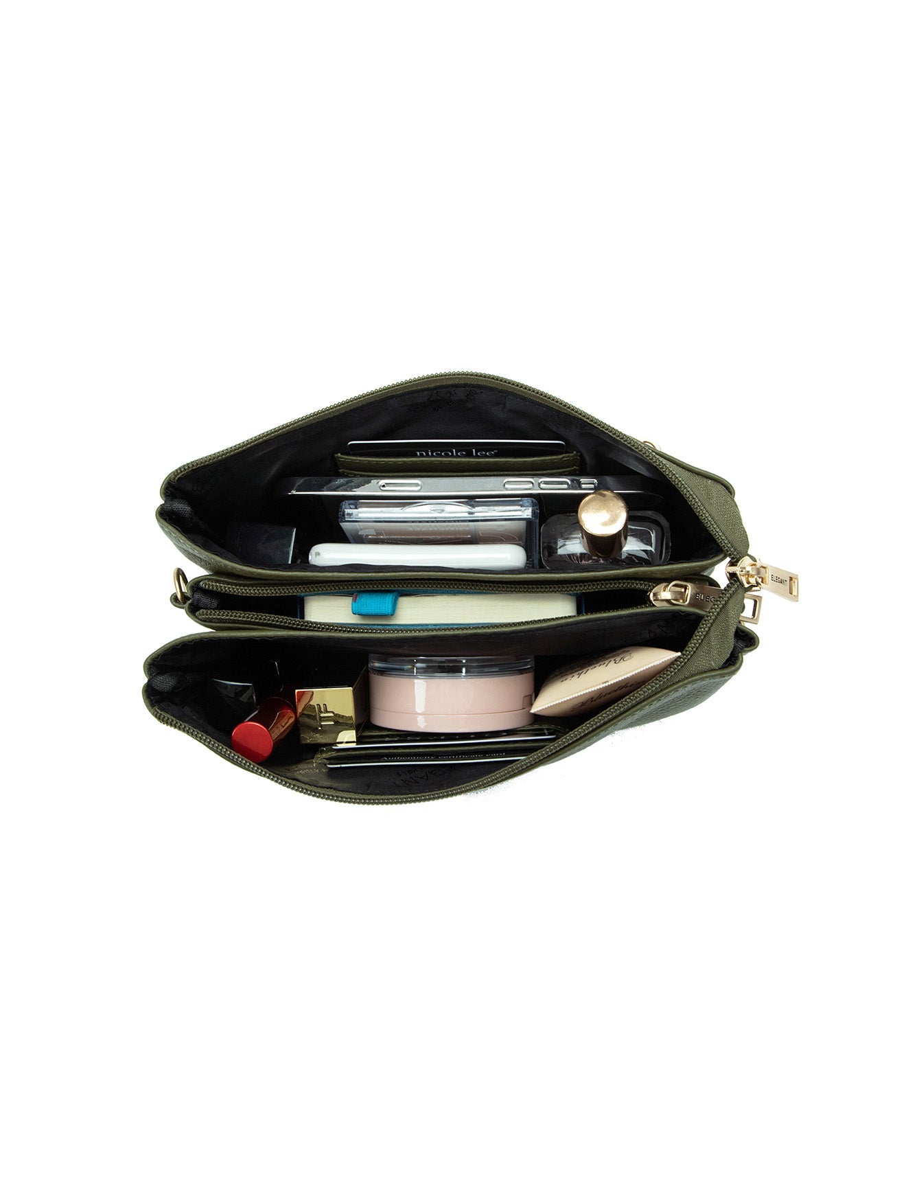 CANDICE LEDERBRIEFTASCHE MIT SCHULTERGURT - E1-0809-OLIVE