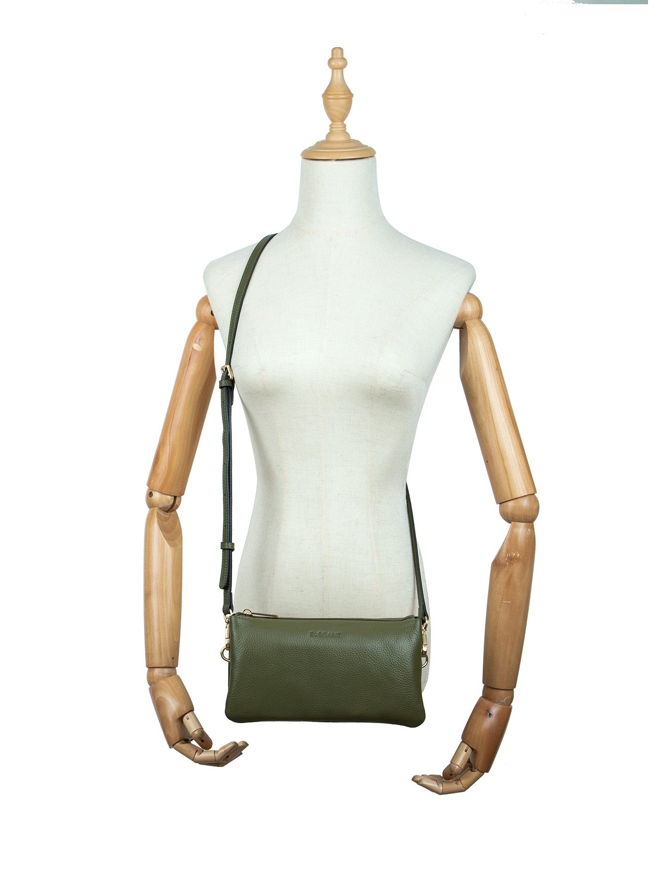 CANDICE LEDERBRIEFTASCHE MIT SCHULTERGURT - E1-0809-OLIVE