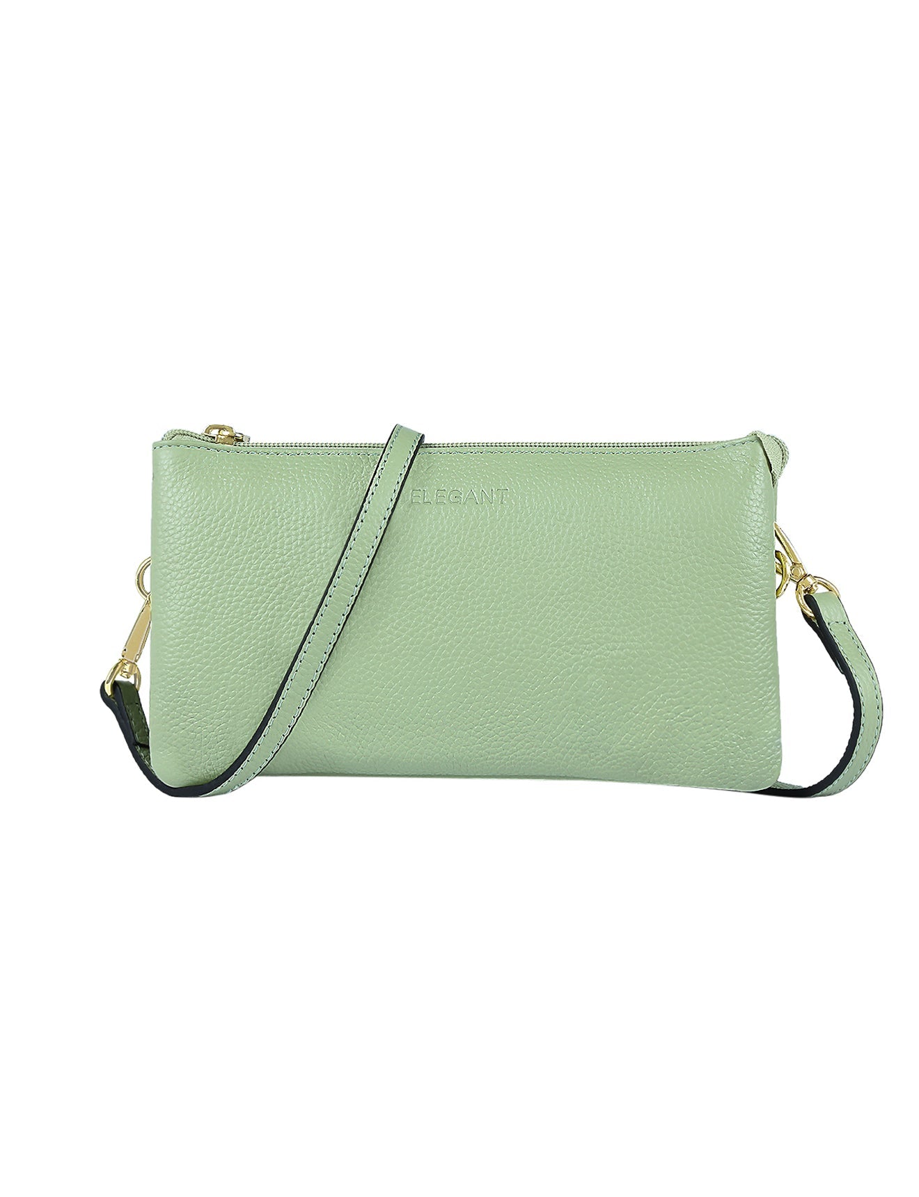 CANDICE LEDERBRIEFTASCHE MIT SCHULTERGURT - PISTAZIE