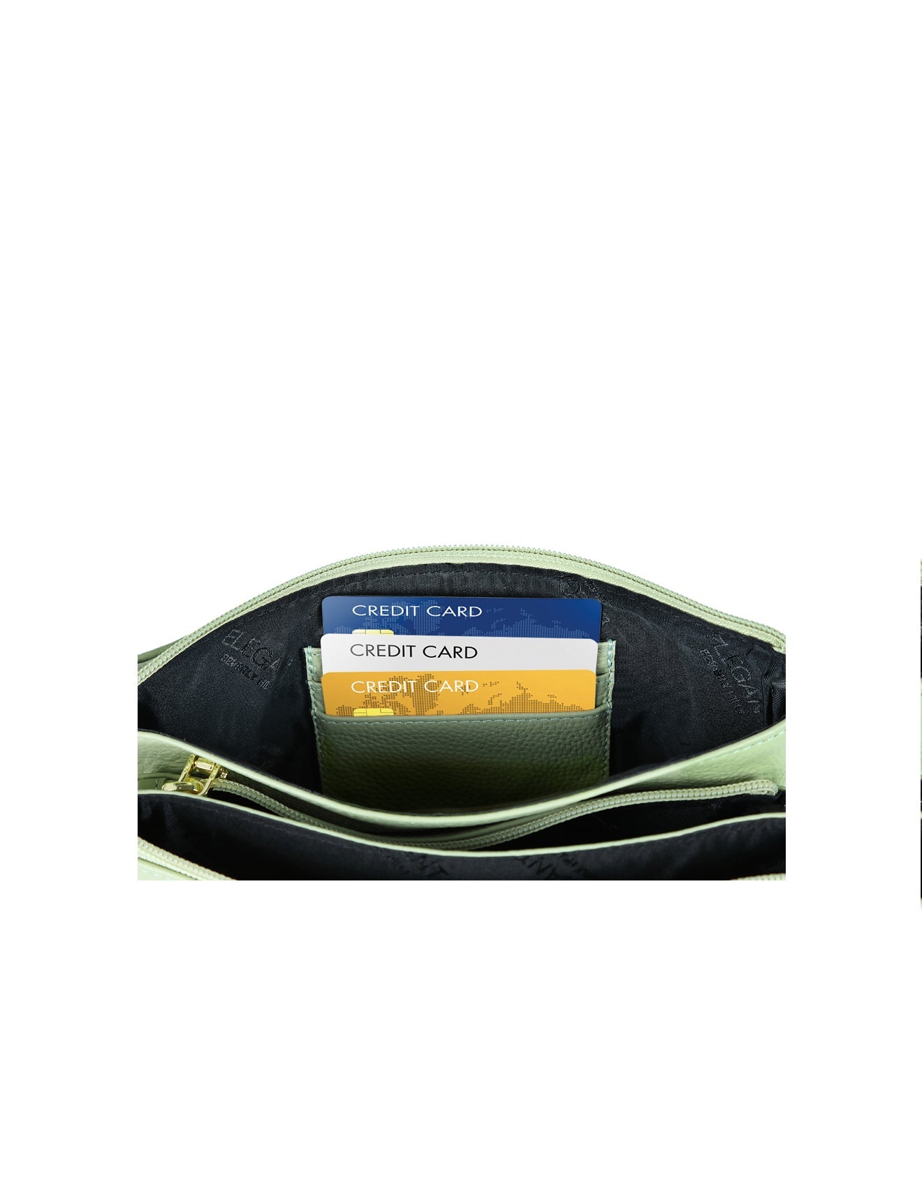 CANDICE LEDERBRIEFTASCHE MIT SCHULTERGURT - PISTAZIE