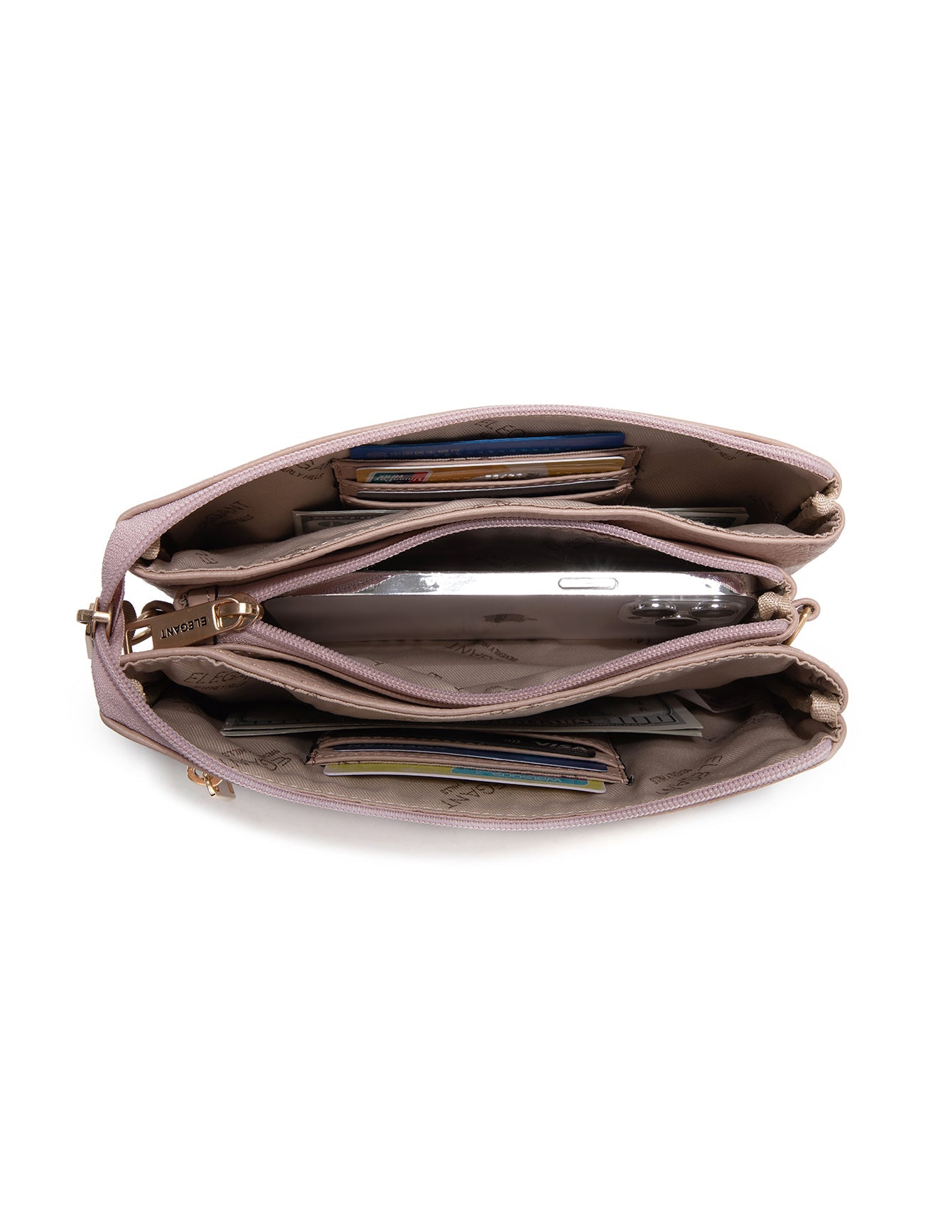 CANDICE LEDERBRIEFTASCHE MIT SCHULTERGURT - E1-0809-PINK