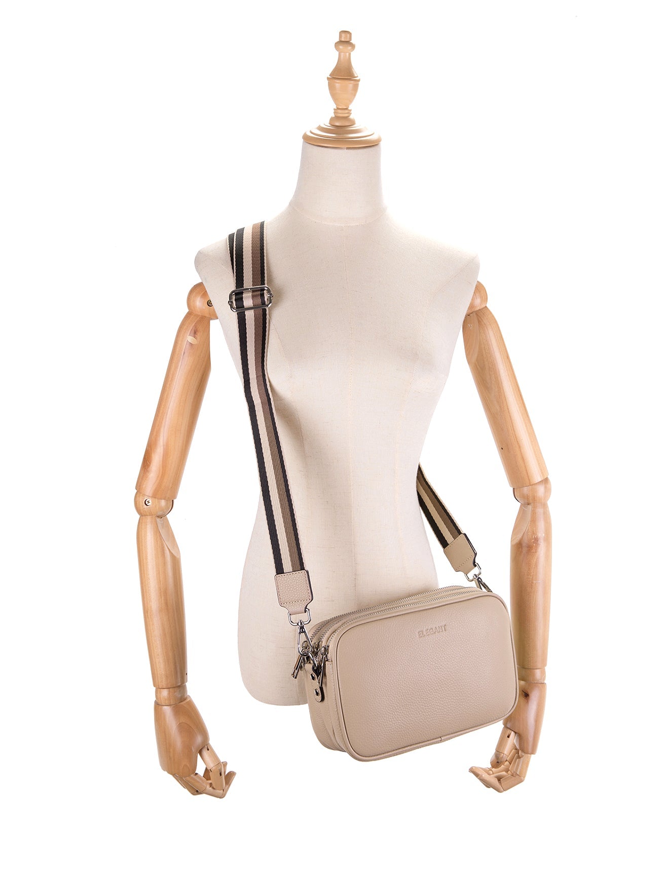 ANNA CROSSBODY MIT DREI FÄCHERN -E1-0811B-PUTTY- NEU IN