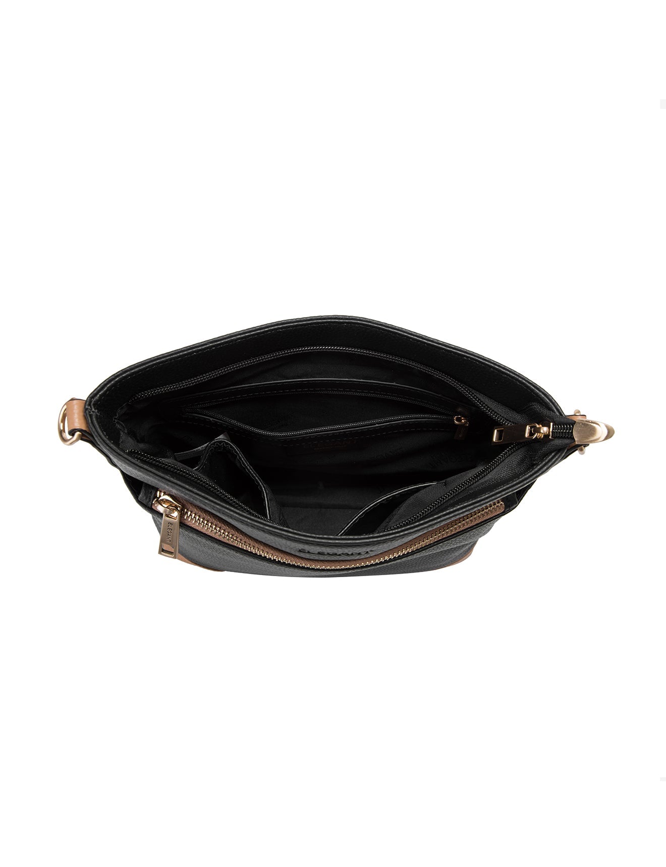 UMHÄNGETASCHE AUS LEDER „EVIE“ – ZWEIFARBIG – E1-0816B-BLK/CAM