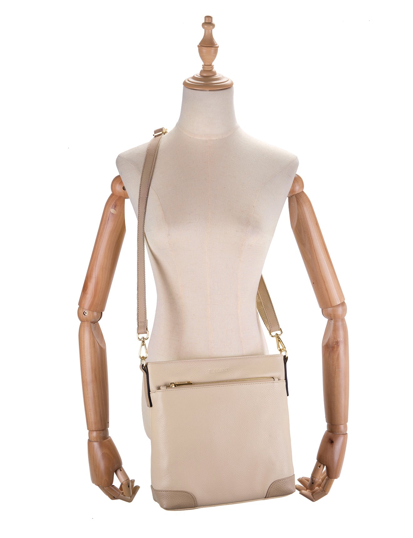 EVIE UMHÄNGETASCHE AUS LEDER - 2-FARBIG - E1-0816B-IVORY/PUTTY - NEU