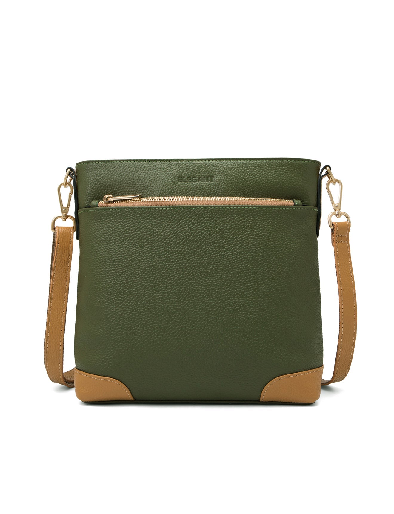 UMHÄNGETASCHE AUS LEDER „EVIE“ – ZWEIFARBIG – E1-0816B-OLIVE/CAM