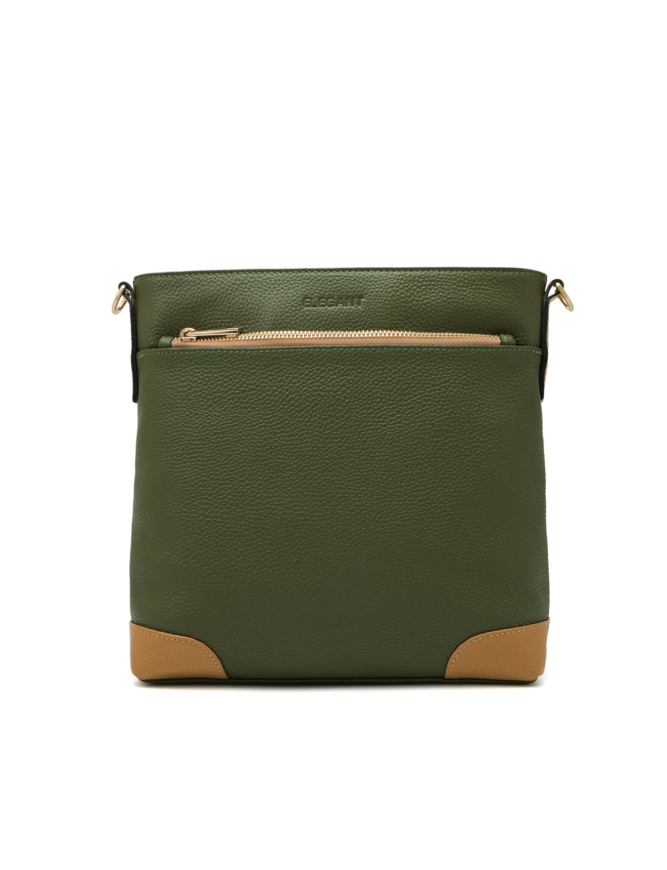 UMHÄNGETASCHE AUS LEDER „EVIE“ – ZWEIFARBIG – E1-0816B-OLIVE/CAM