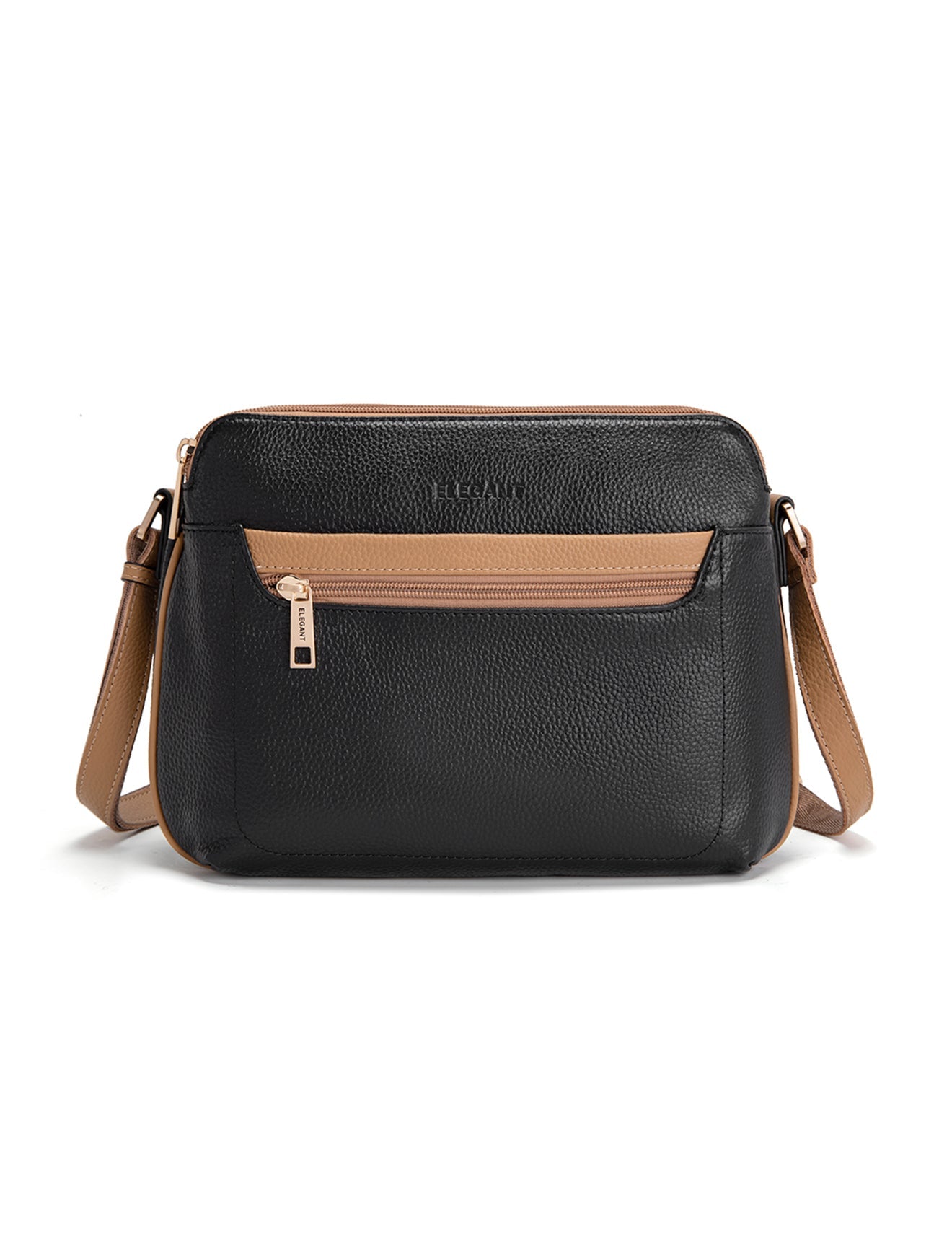 BROOKE XBODY-TASCHE AUS LEDER MIT DREI FÄCHERN - E1-0828-BLK/CAM - NEU