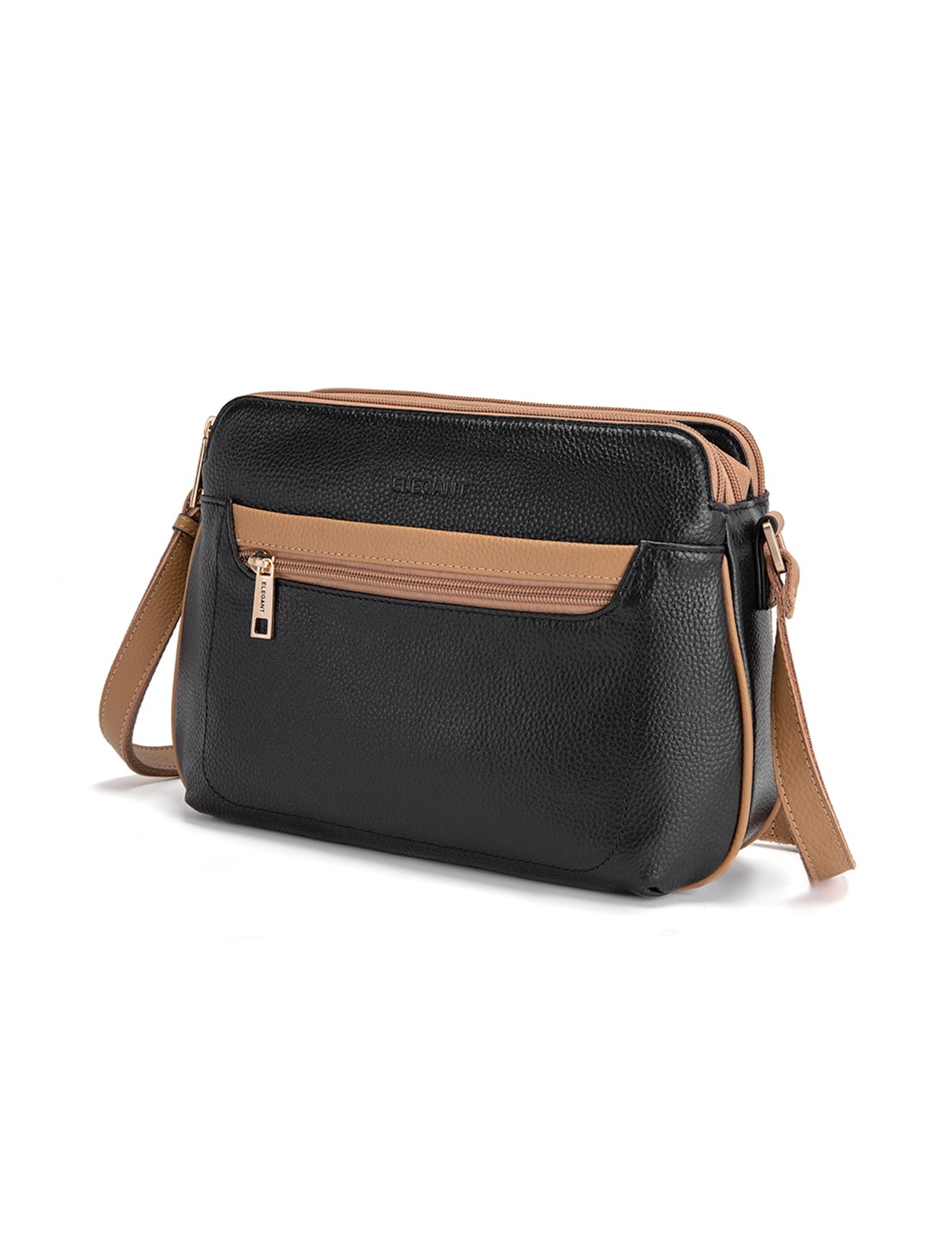 BROOKE XBODY-TASCHE AUS LEDER MIT DREI FÄCHERN - E1-0828-BLK/CAM - NEU
