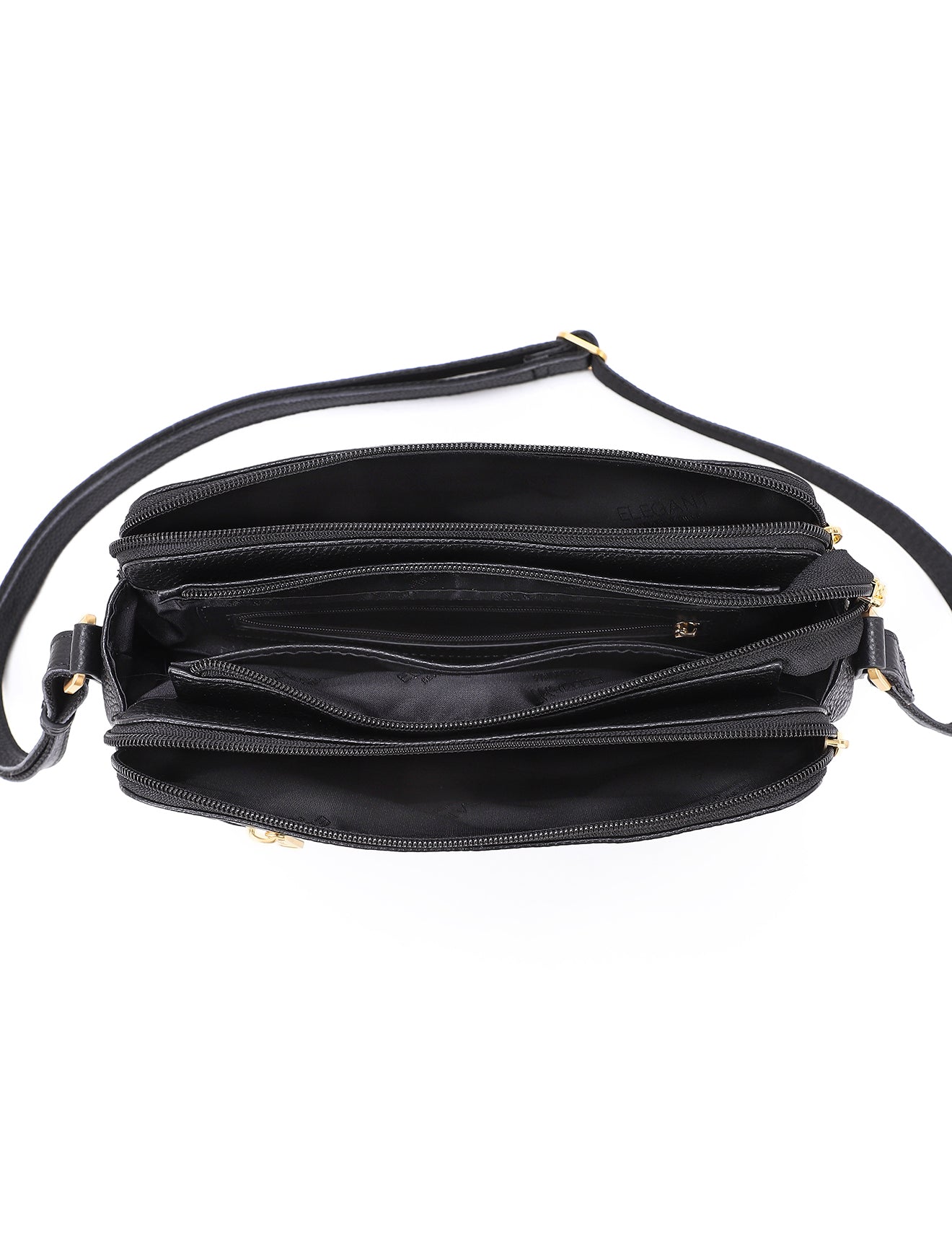 BROOKE XBODY-TASCHE AUS LEDER MIT DREI FÄCHERN - E1-0828-BLK