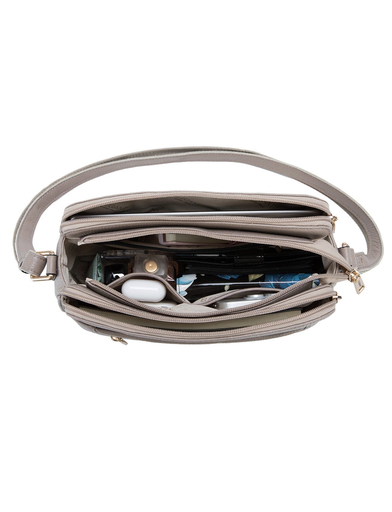 BROOKE XBODY-TASCHE AUS LEDER MIT DREI FÄCHERN-E1-0828-MOKKA