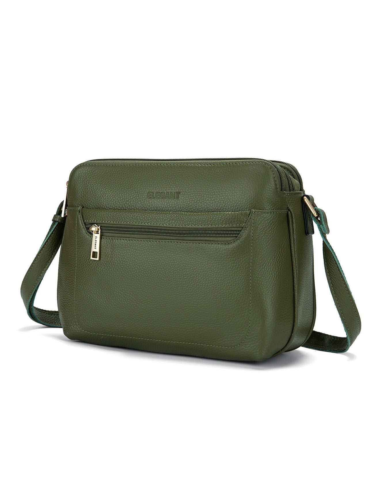 BROOKE XBODY-TASCHE AUS LEDER MIT DREI FÄCHERN-E1-0828-OLIVE