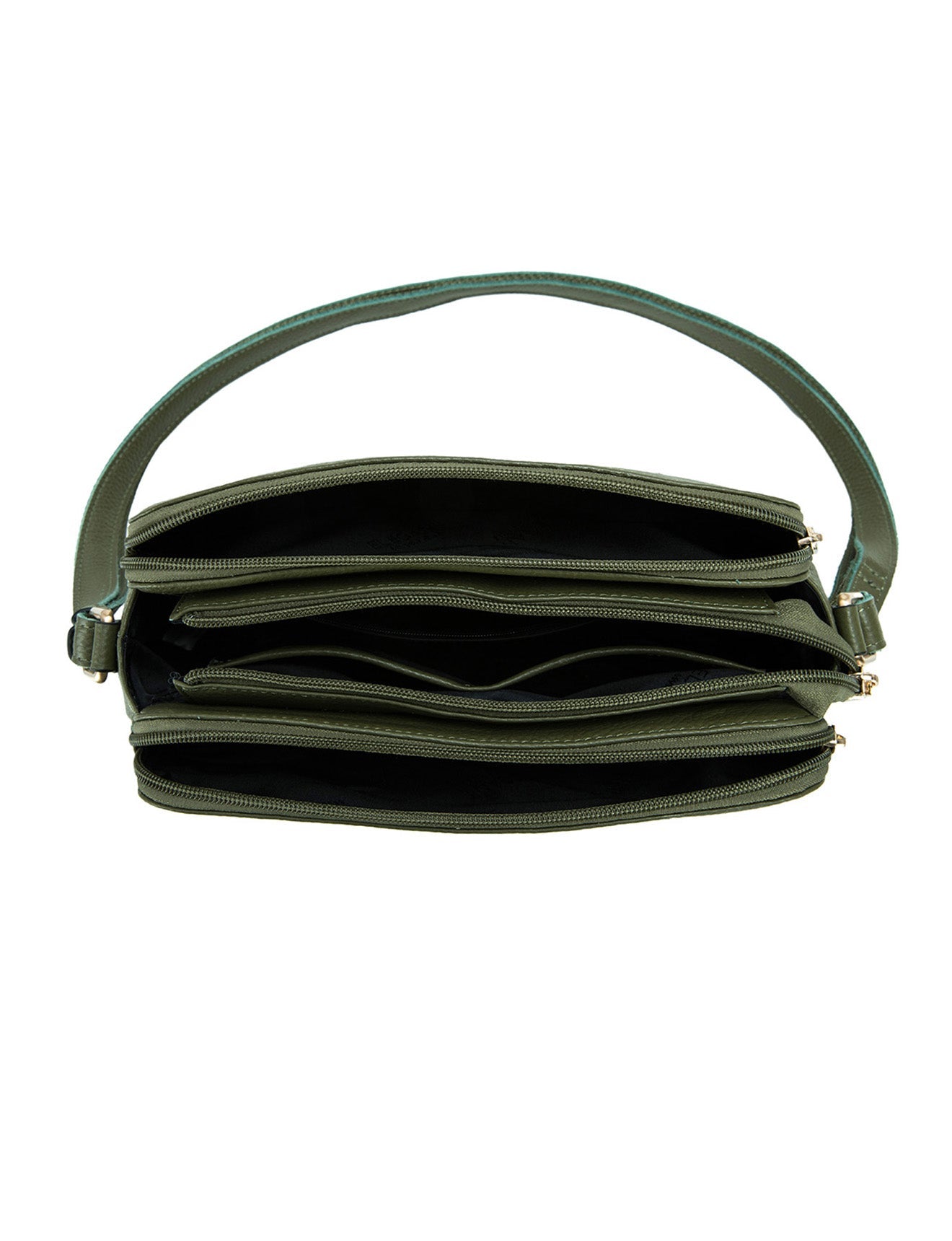 BROOKE XBODY-TASCHE AUS LEDER MIT DREI FÄCHERN-E1-0828-OLIVE