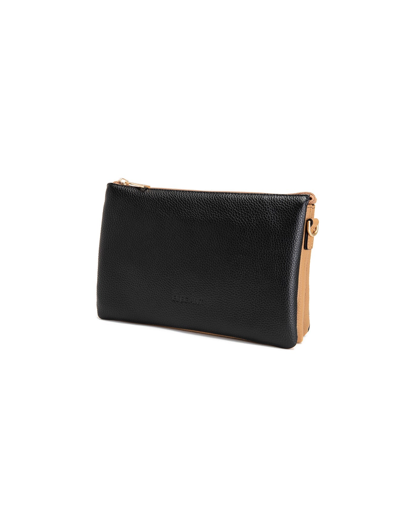 CLEO XBODY-TASCHE AUS LEDER MIT DREI FÄCHERN - E1-0841-BLK/CAM - NEU