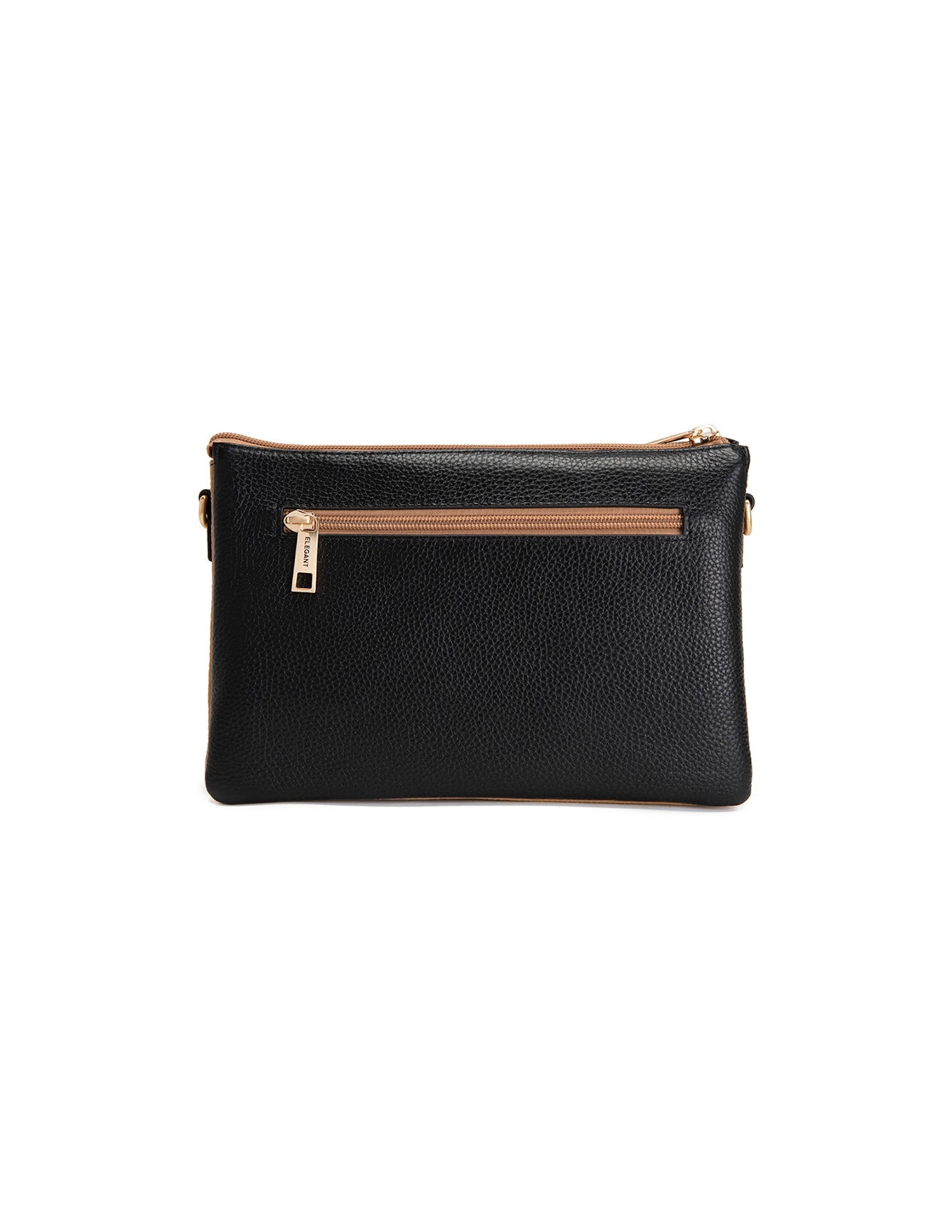 CLEO XBODY-TASCHE AUS LEDER MIT DREI FÄCHERN - E1-0841-BLK/CAM - NEU