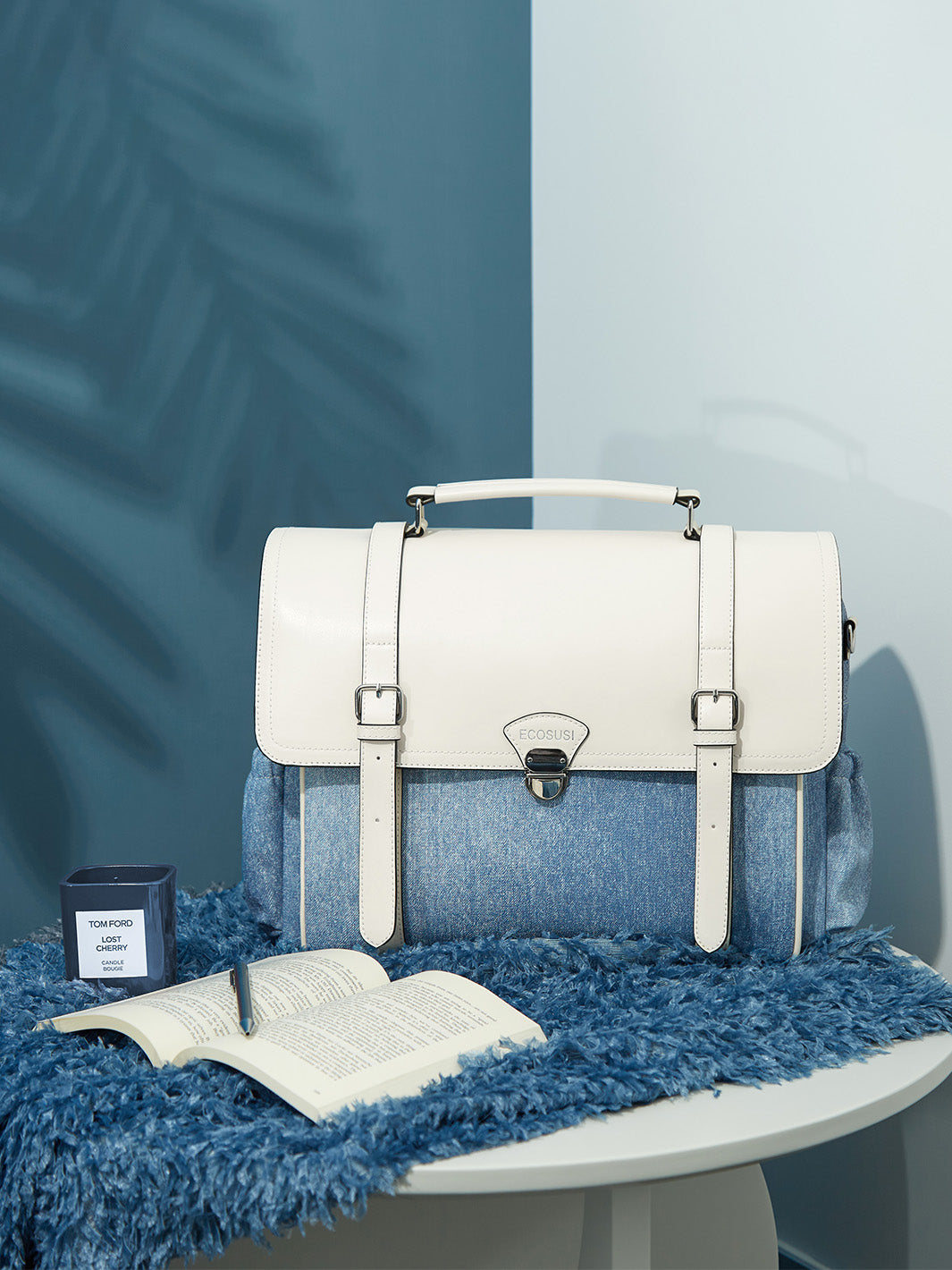 15,6-Zoll-Aktentasche aus Denim-inspiriertem PU-Gewebe