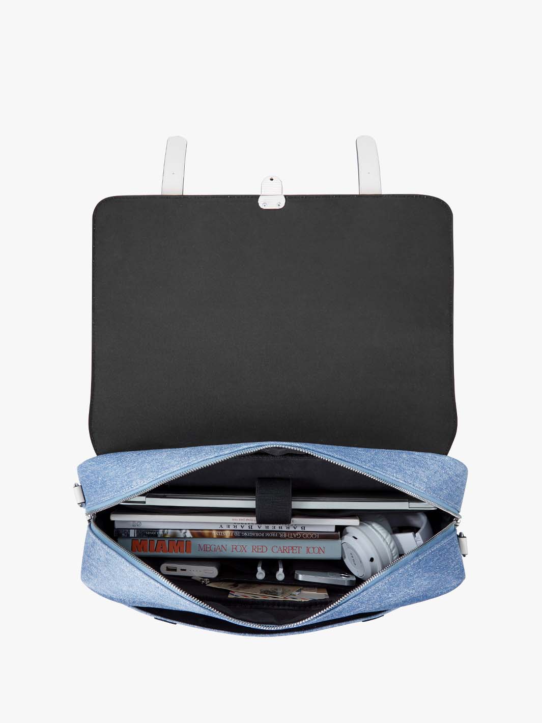 15,6-Zoll-Aktentasche aus Denim-inspiriertem PU-Gewebe