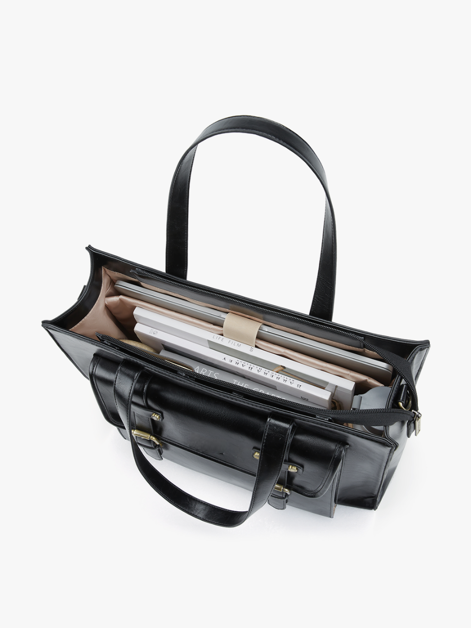 Olivias klassische Laptop-Handtasche aus veganem Leder
