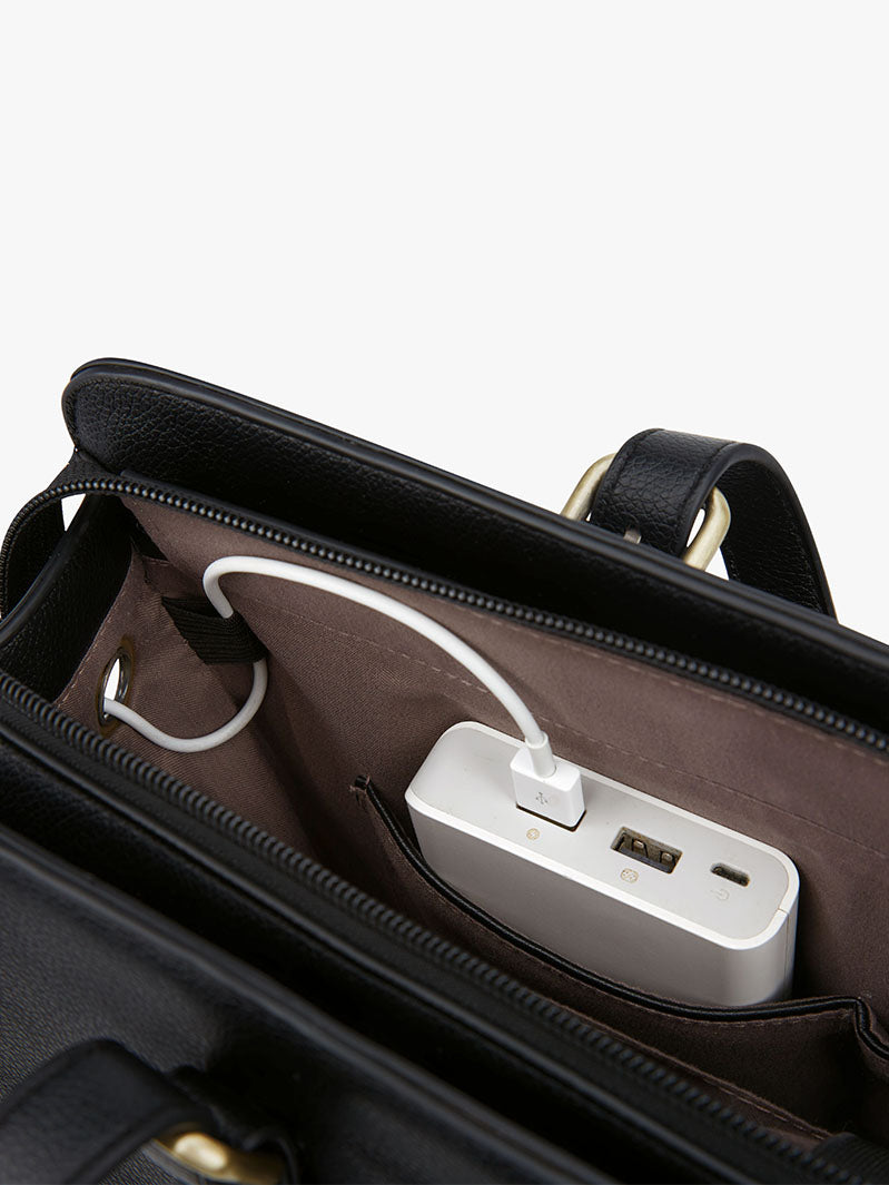 Vielseitige 15,6-Zoll-Laptop-Aktentasche aus veganem Leder für Damen