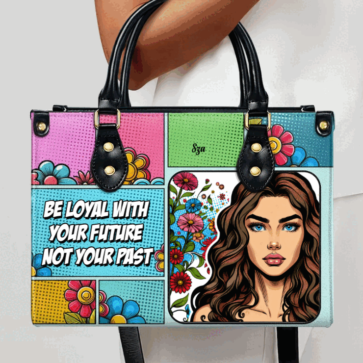 Personalisieren Sie Ihre charakteristische Lederhandtasche mit individueller Kunst und Text - QCUSTOM08