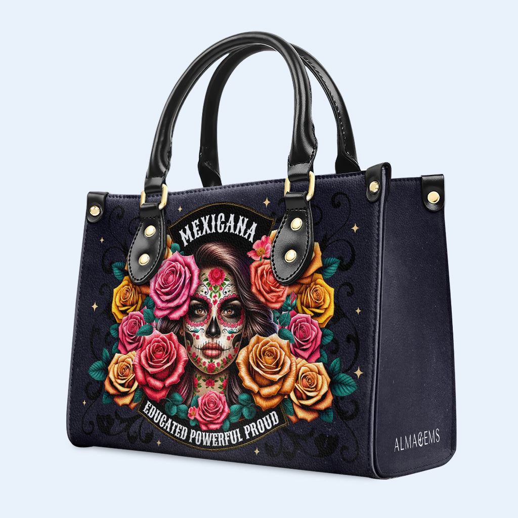 Das Mädchen und die Rosen - Personalisierte Lederhandtasche - HB_MX28