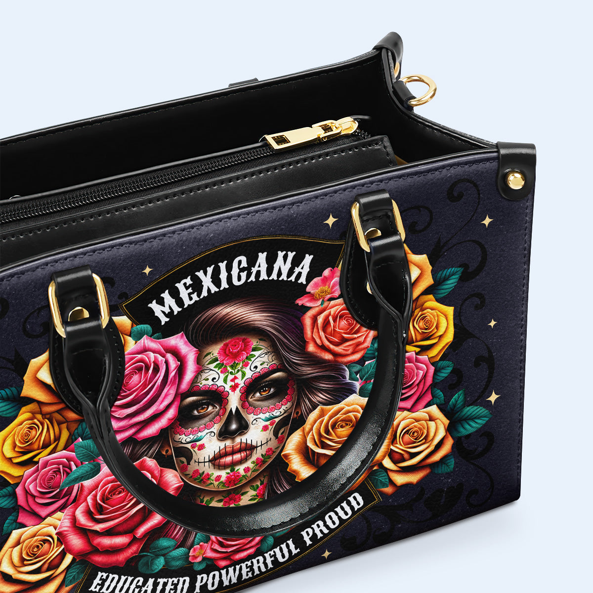 Das Mädchen und die Rosen - Personalisierte Lederhandtasche - HB_MX28