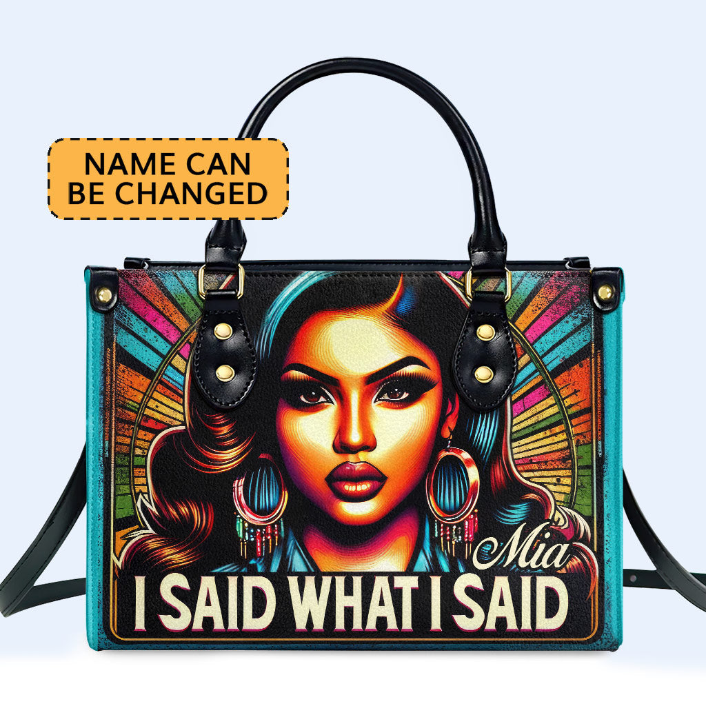 Ich sagte, was ich sagte - personalisierte Lederhandtasche - HG40