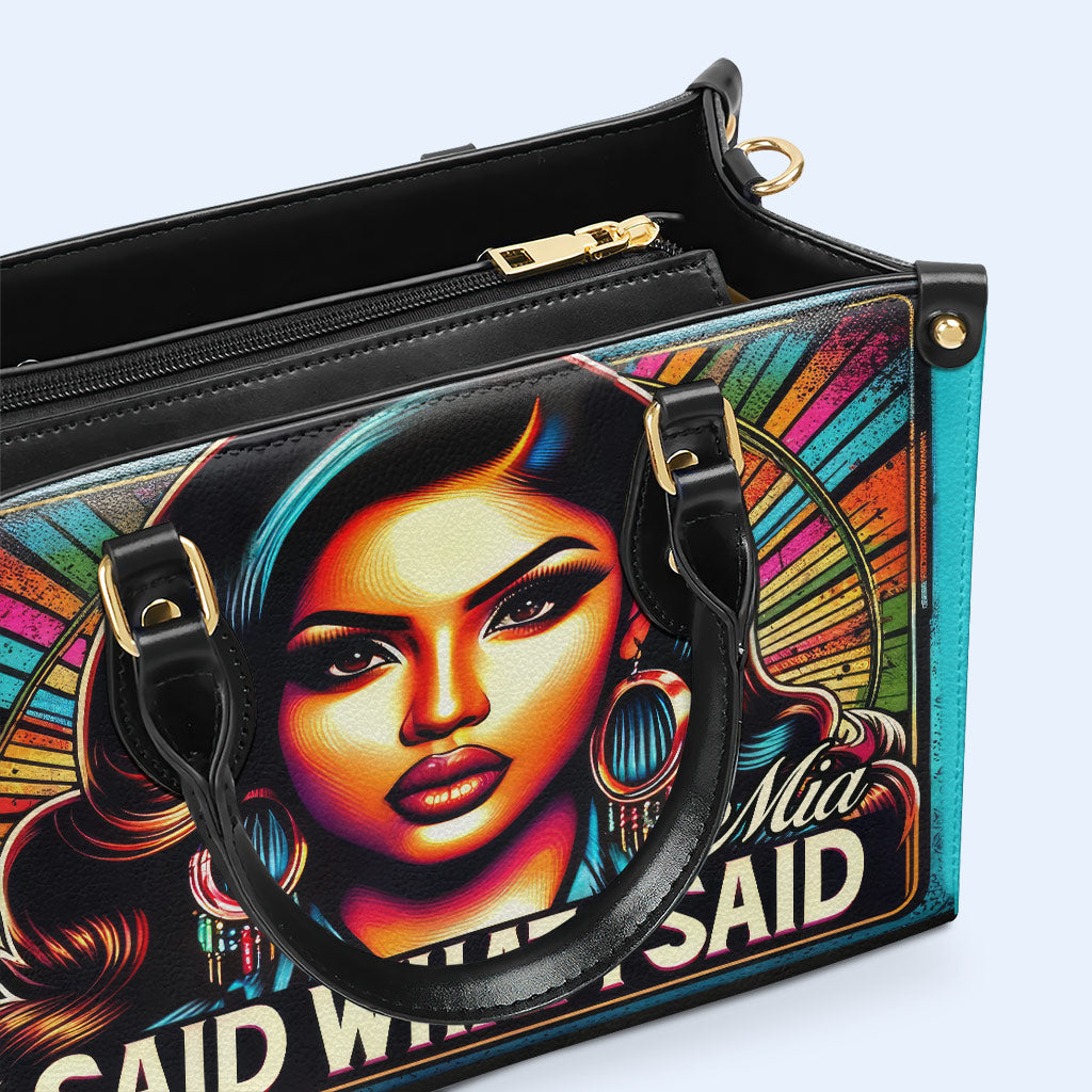 Ich sagte, was ich sagte - personalisierte Lederhandtasche - HG40