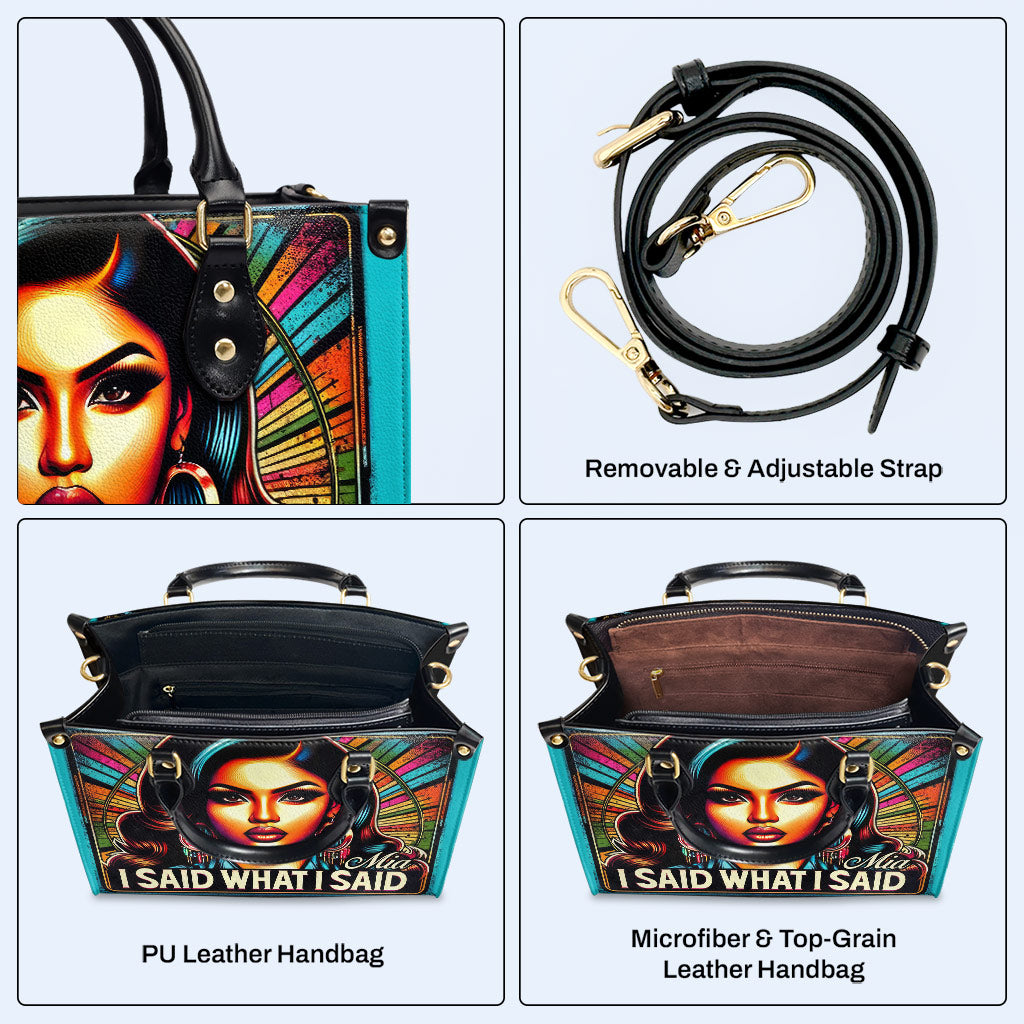Ich sagte, was ich sagte - personalisierte Lederhandtasche - HG40