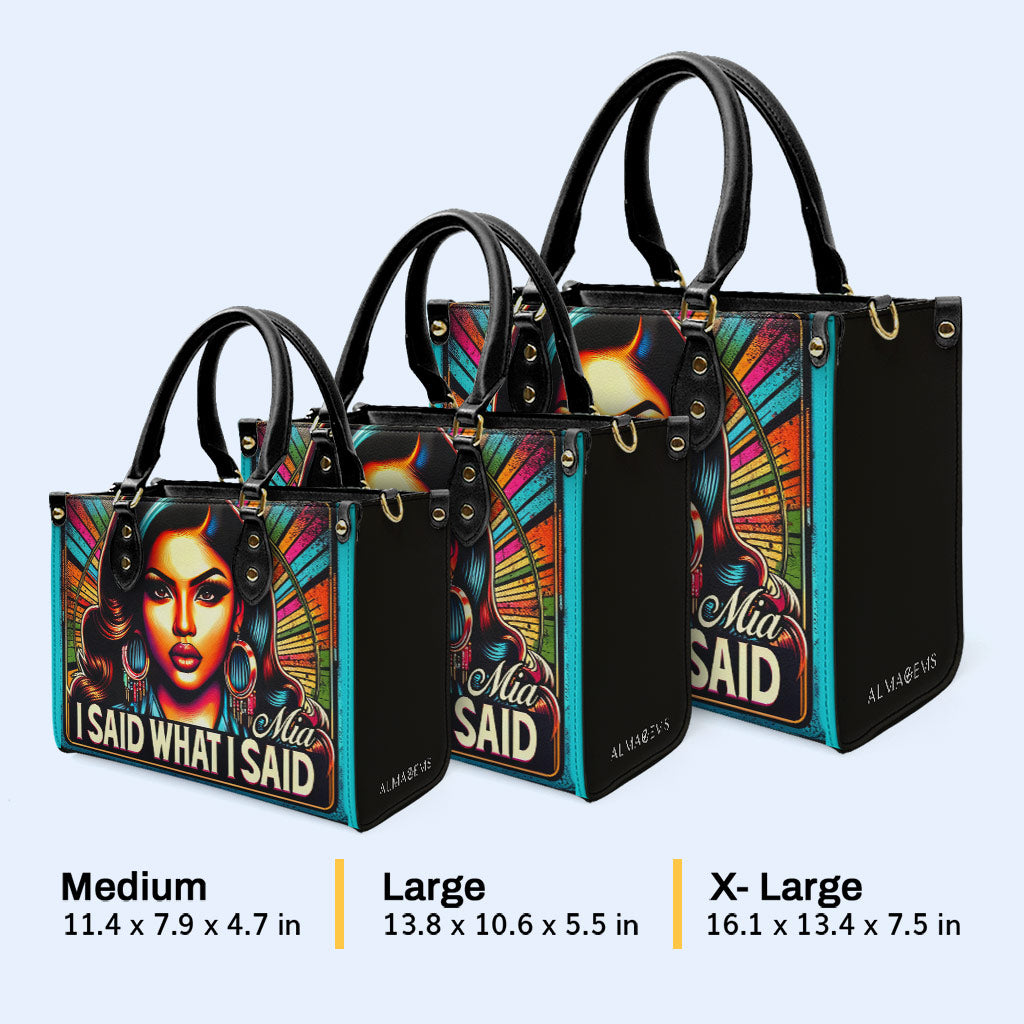Ich sagte, was ich sagte - personalisierte Lederhandtasche - HG40