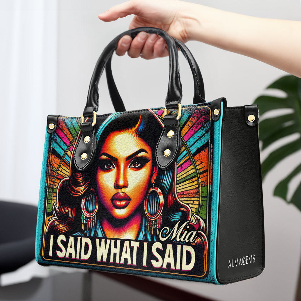 Ich sagte, was ich sagte - personalisierte Lederhandtasche - HG40