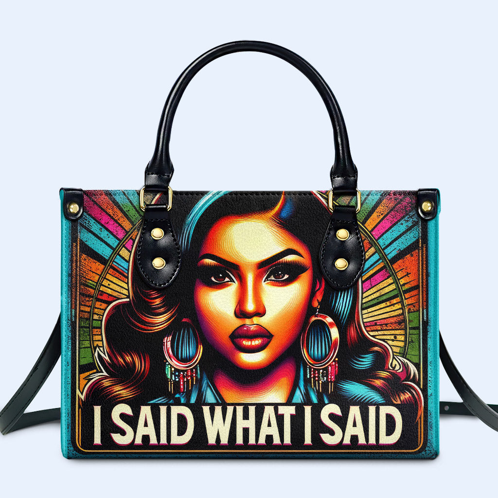 Ich sagte, was ich sagte - personalisierte Lederhandtasche - HG40