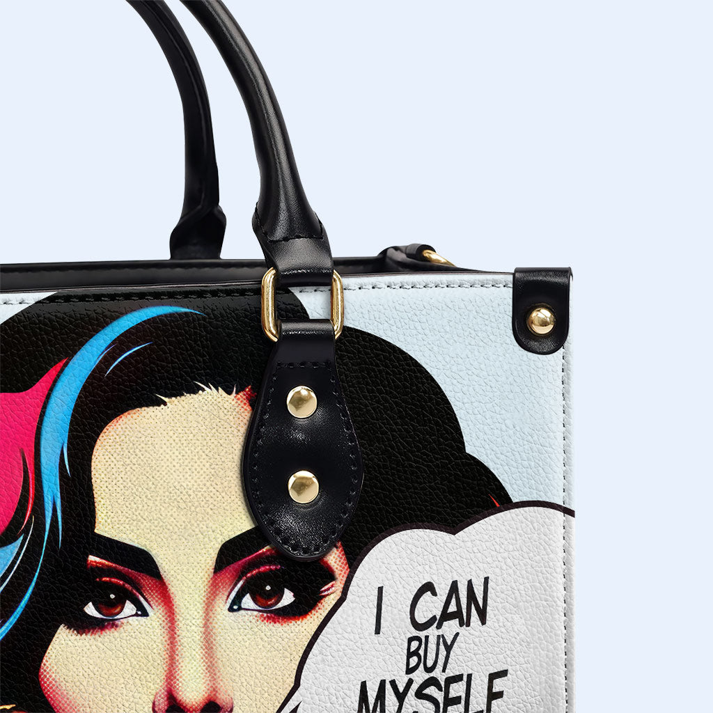 Ich kann mir Blumen kaufen - Personalisierte Lederhandtasche - HG44