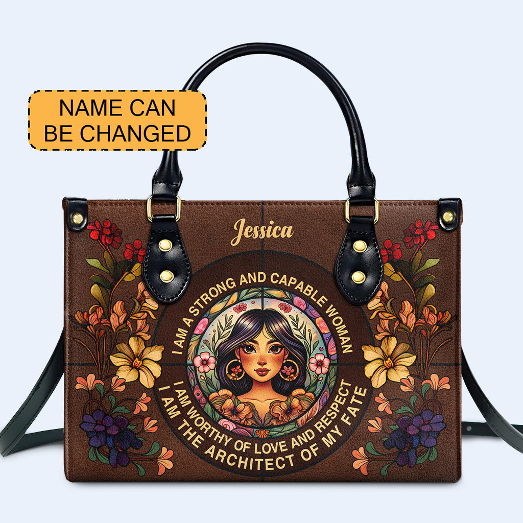 I Am A Strong And Capable Woman - Personalized Custom Leather Handbag - HG49