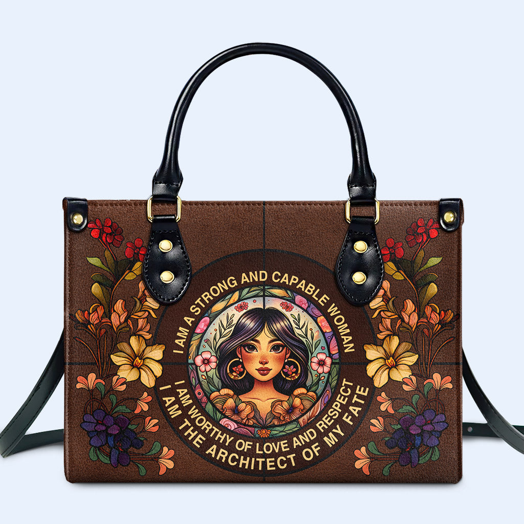 I Am A Strong And Capable Woman - Personalized Custom Leather Handbag - HG49