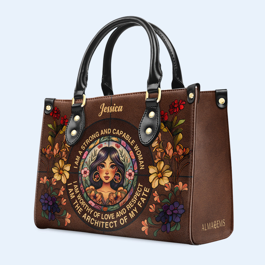 I Am A Strong And Capable Woman - Personalized Custom Leather Handbag - HG49