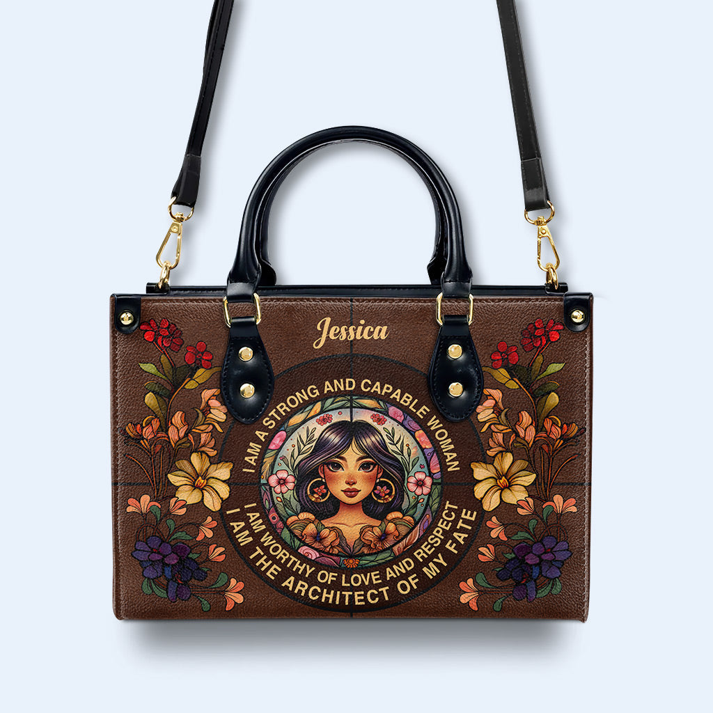 I Am A Strong And Capable Woman - Personalized Custom Leather Handbag - HG49