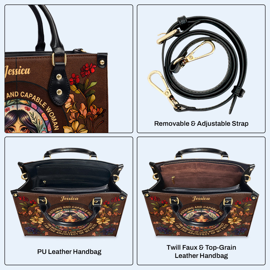 I Am A Strong And Capable Woman - Personalized Custom Leather Handbag - HG49