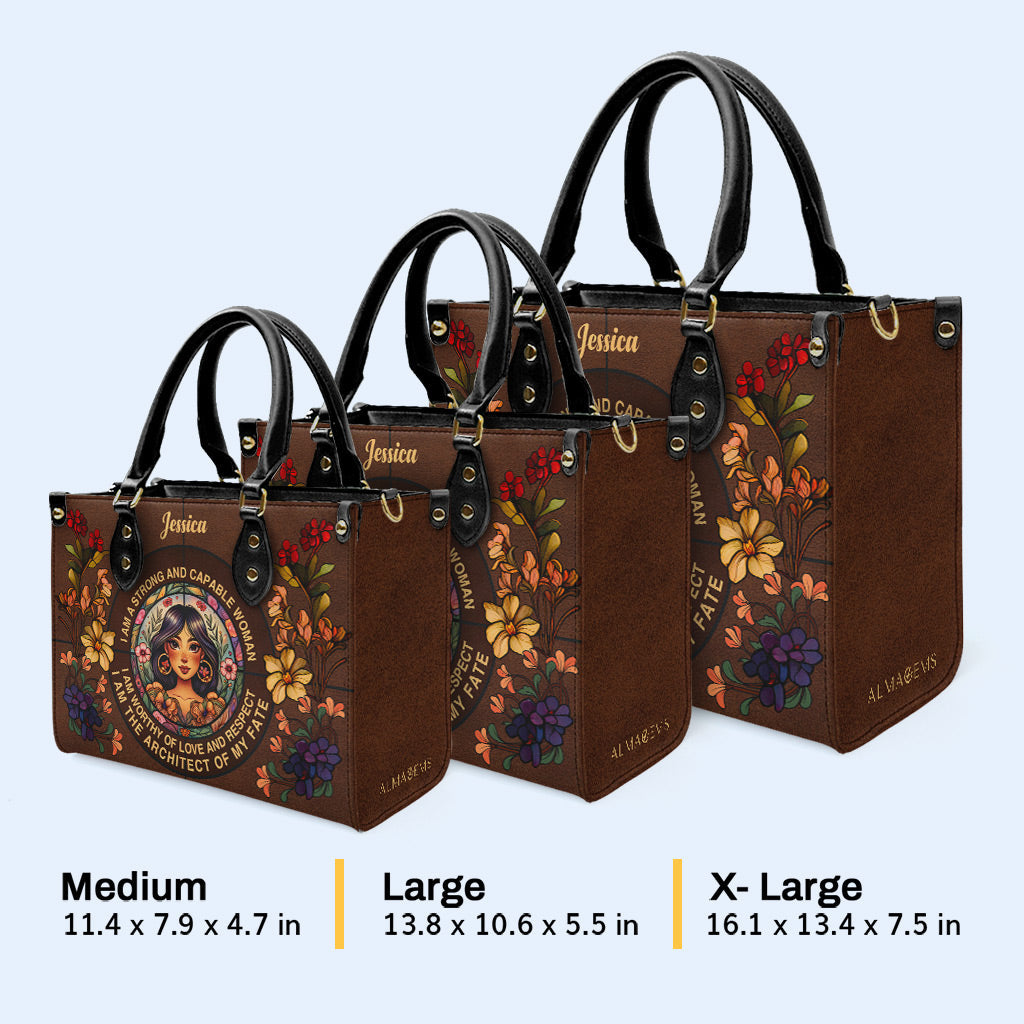 I Am A Strong And Capable Woman - Personalized Custom Leather Handbag - HG49