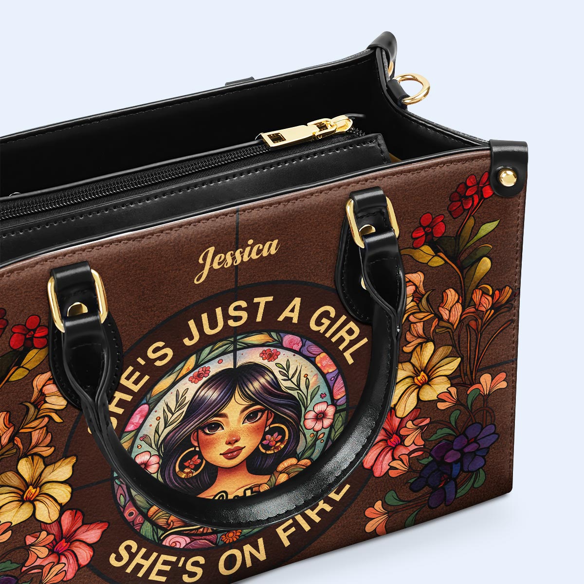 She's On Fire - Personalisierte Lederhandtasche - HG53
