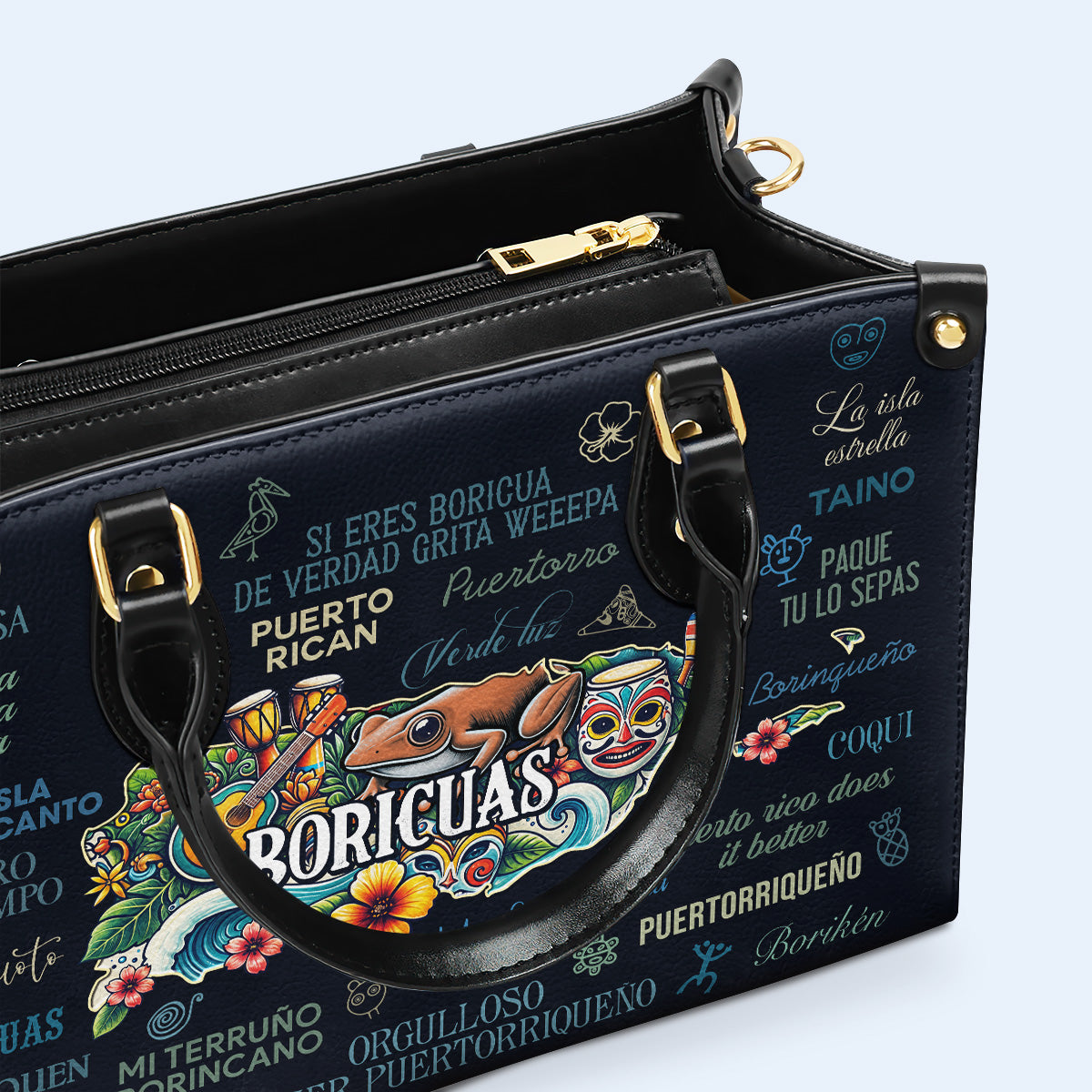Alles über Boricuas - Personalisierte Lederhandtasche - HS020_HB