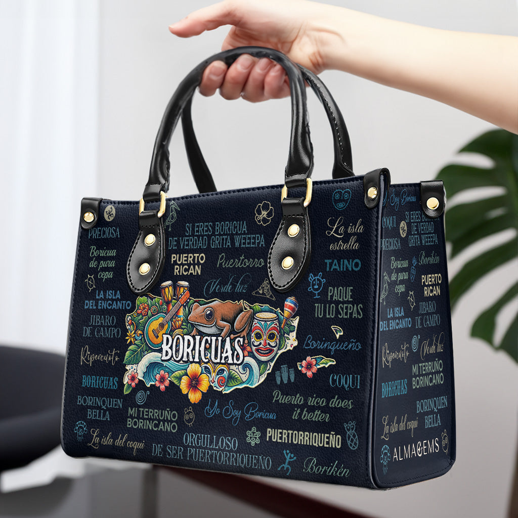 Alles über Boricuas - Personalisierte Lederhandtasche - HS020_HB