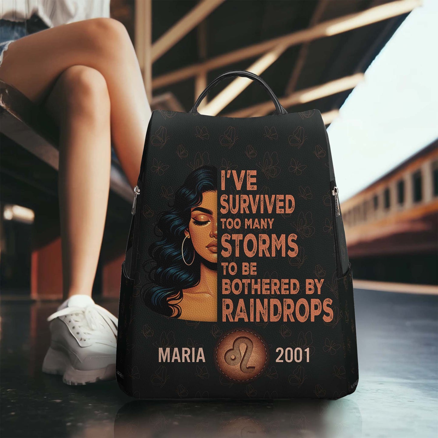I've Survived Too Many Storms To Be Bothered By Raindrops - Personalized Custom Leather BackPack - HS027_BP