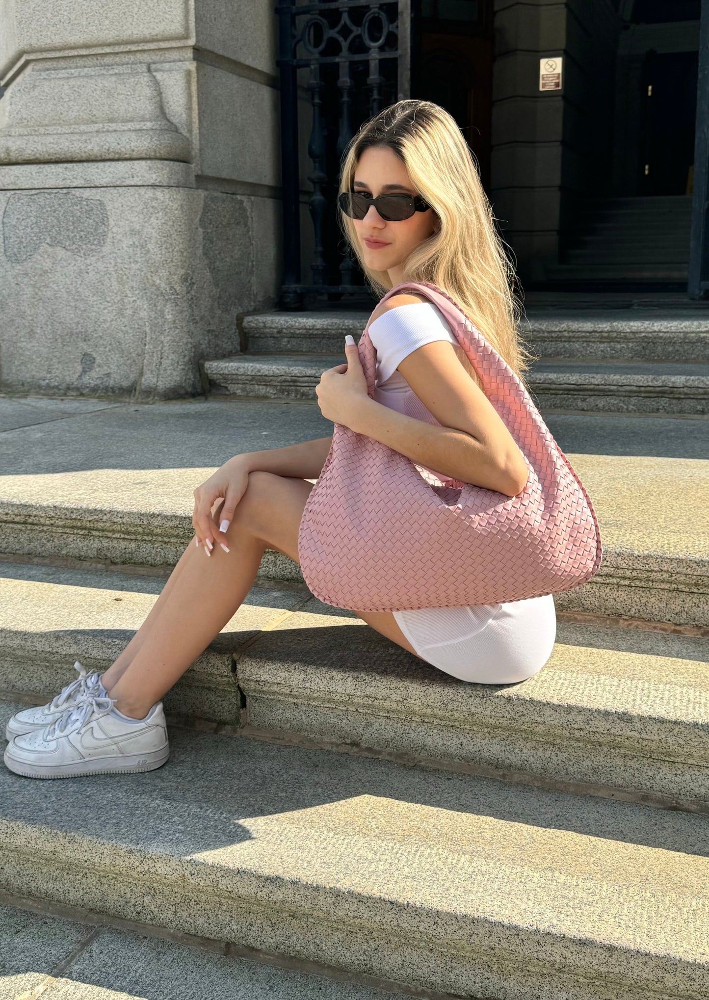 Alltags-Ledertasche - Babyrosa