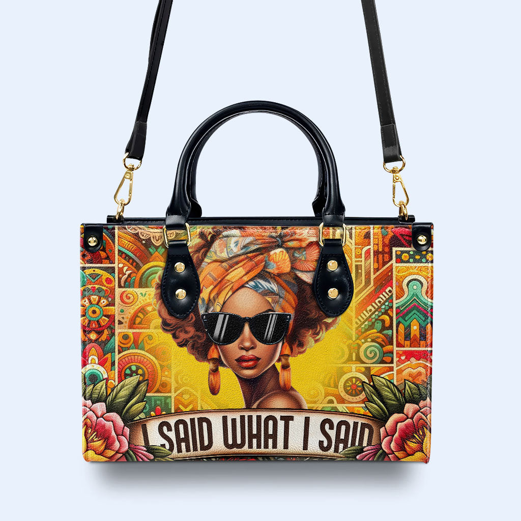 Ich sagte, was ich sagte - personalisierte benutzerdefinierte Lederhandtasche - ISAID02