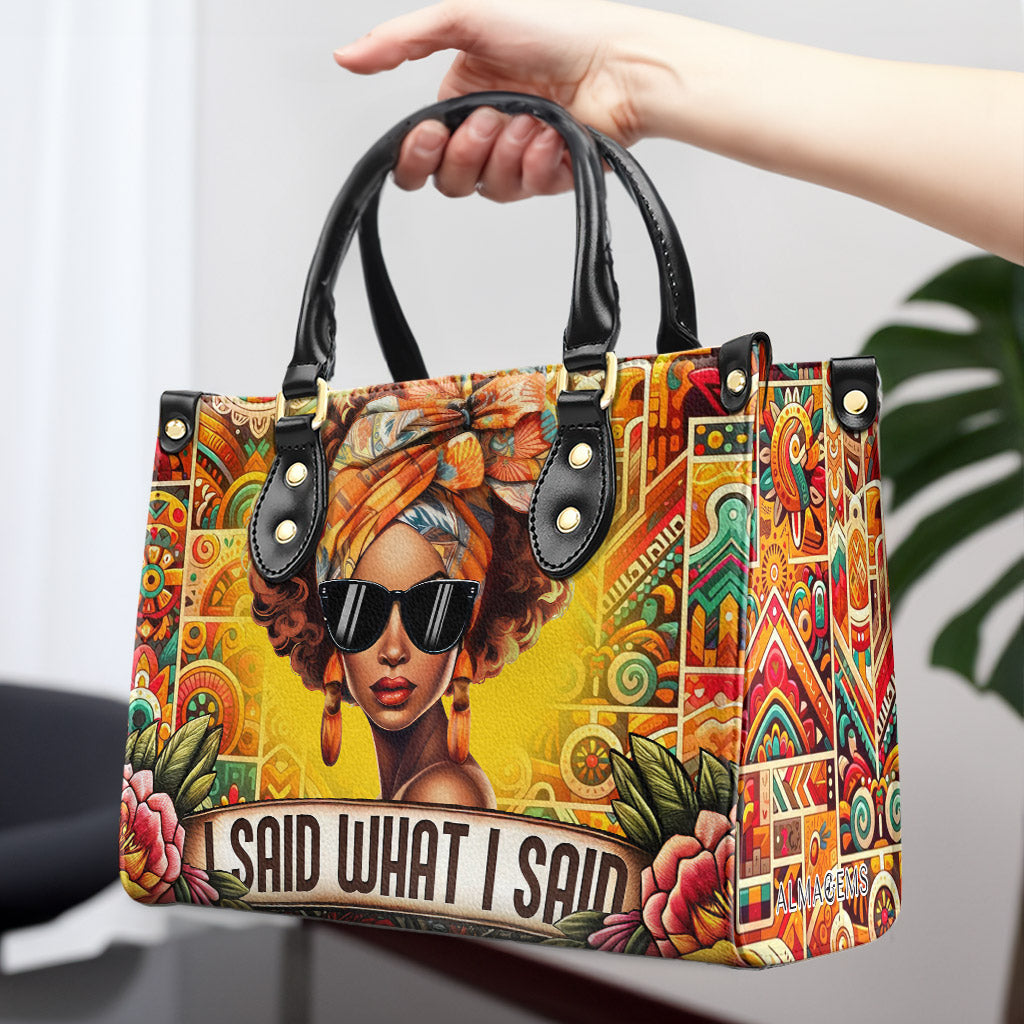 Ich sagte, was ich sagte - personalisierte benutzerdefinierte Lederhandtasche - ISAID02