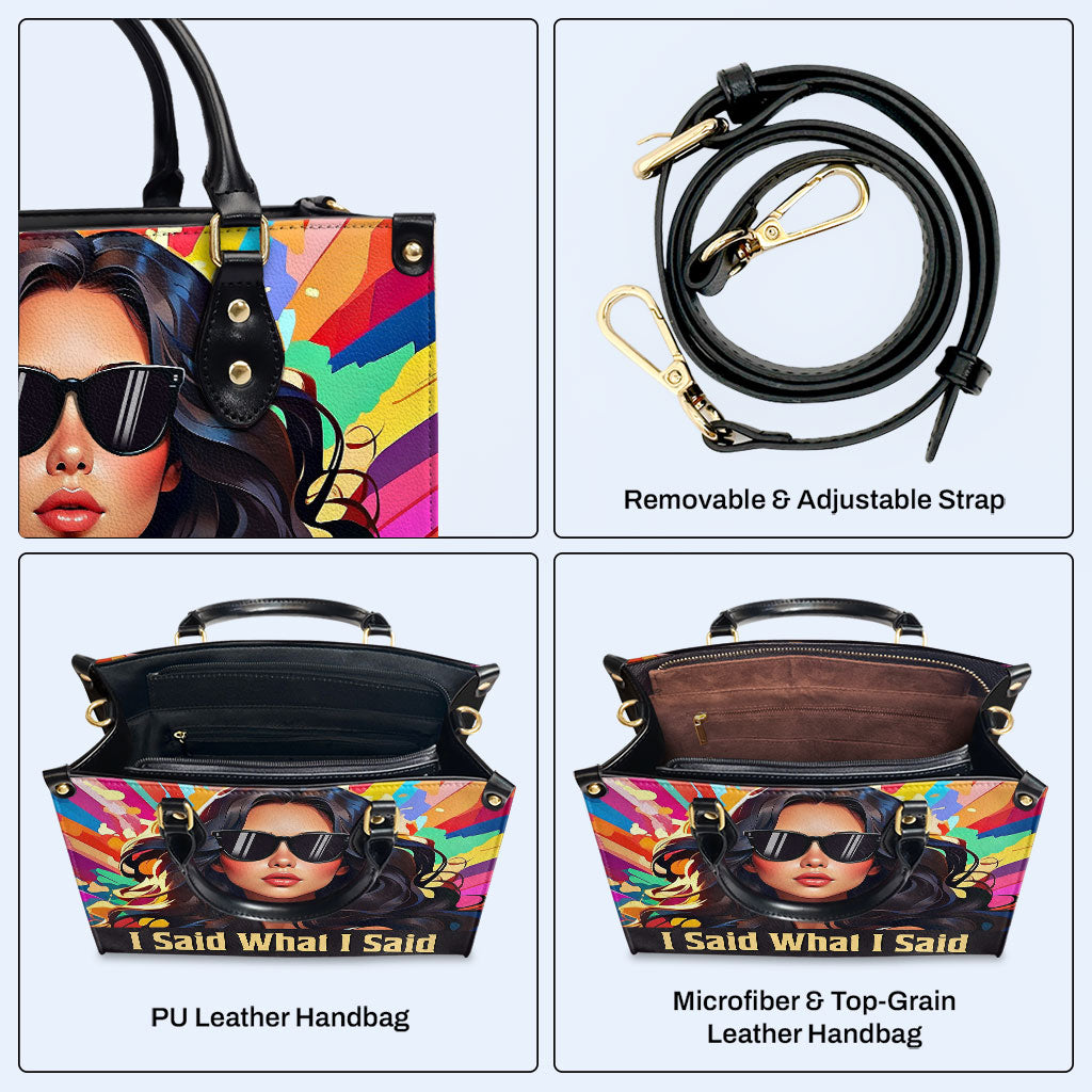 Ich sagte, was ich sagte - personalisierte Lederhandtasche - ISAID04