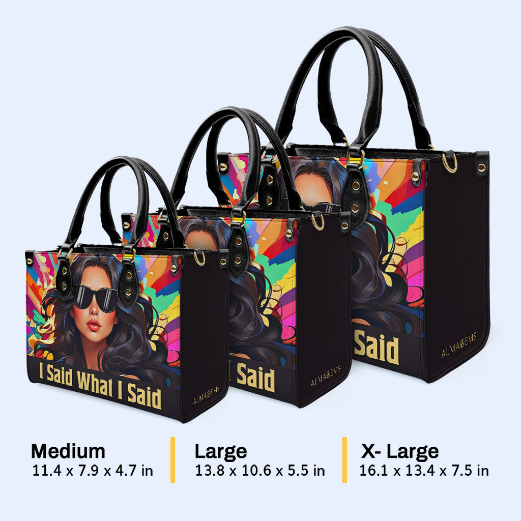Ich sagte, was ich sagte - personalisierte Lederhandtasche - ISAID04