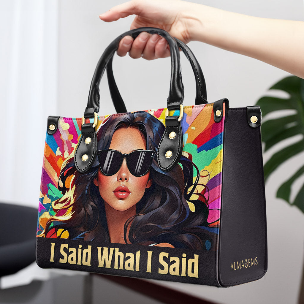 Ich sagte, was ich sagte - personalisierte Lederhandtasche - ISAID04