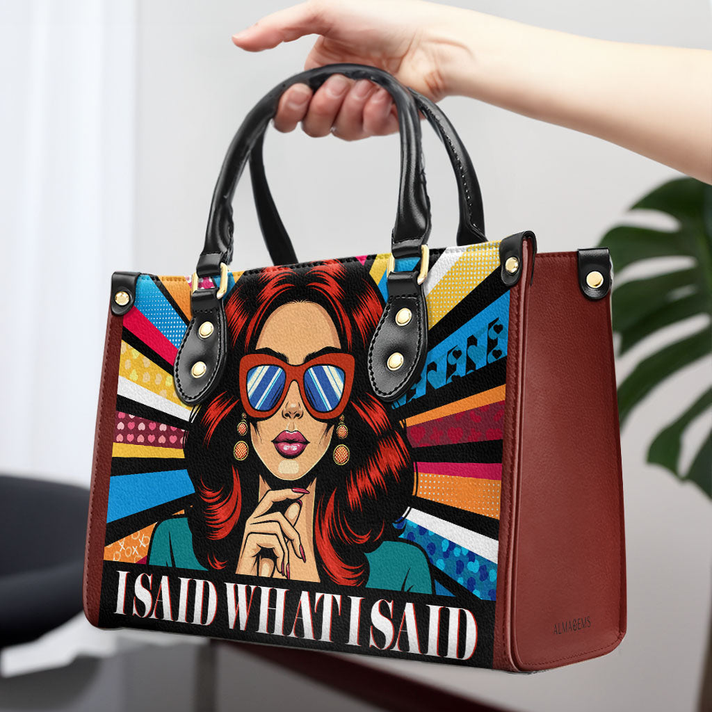 Ich sagte, was ich sagte - personalisierte benutzerdefinierte Lederhandtasche - ISAID05